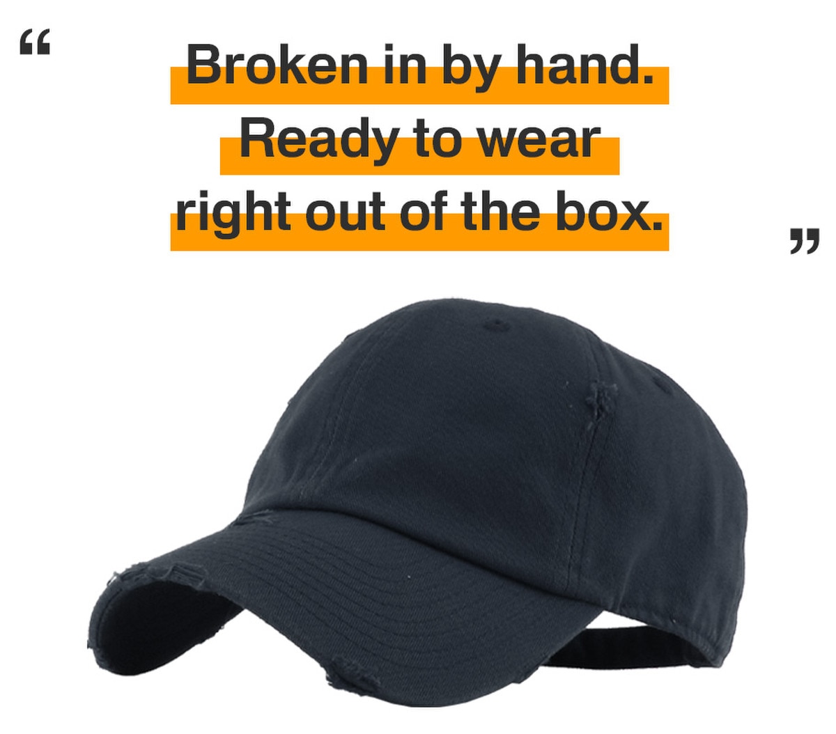 Navy Blue Distressed Vintage Baseball Cap Front Side View